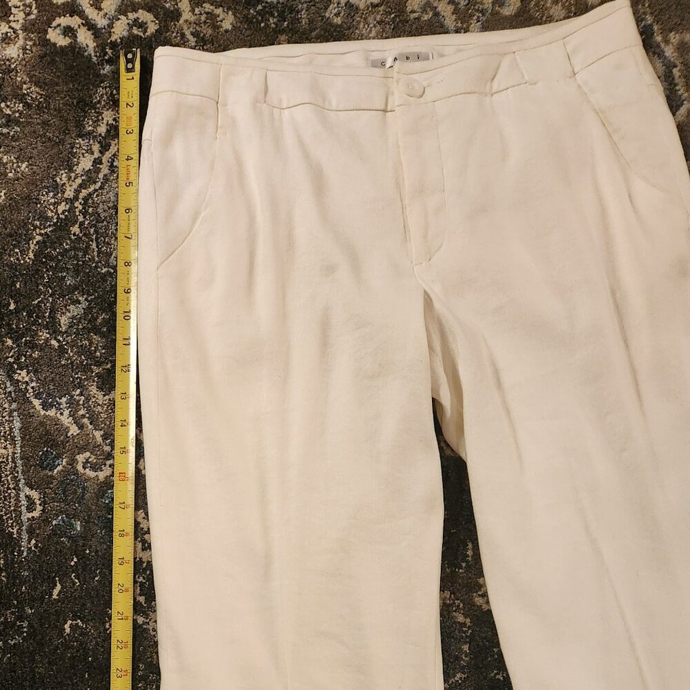 Cabi Everly Cream LINEN Blend Pants - Style # 813R - Size 12 - Picture 9 of 11